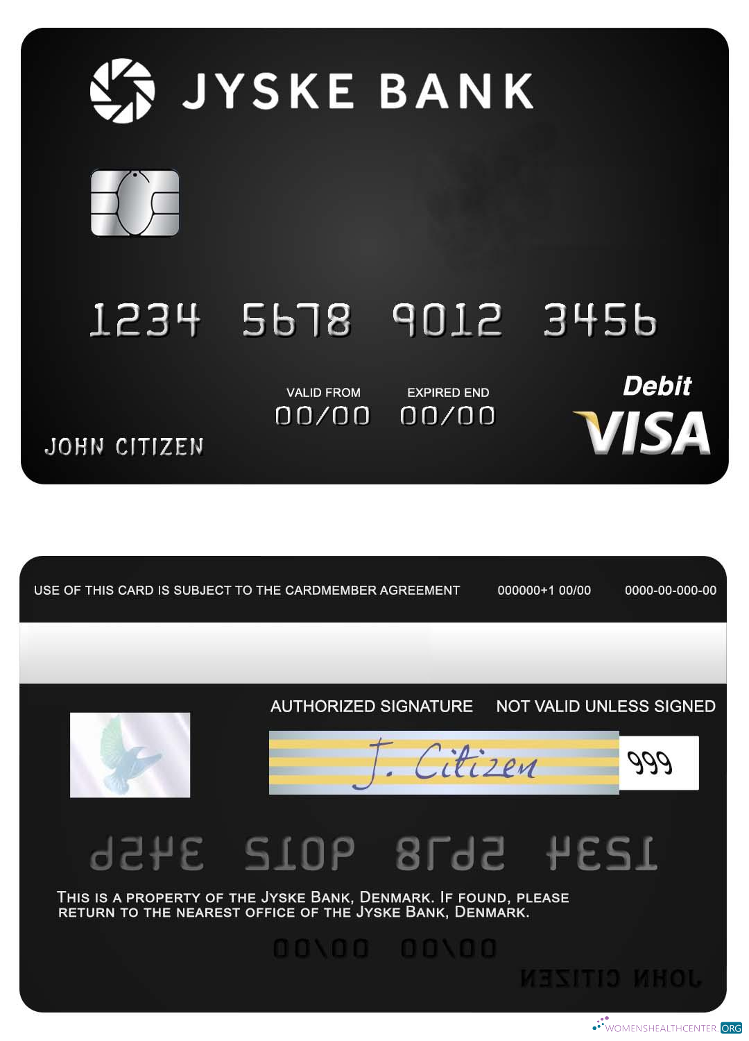 Download Denmark Jyske Bank visa debit card Photoshop template